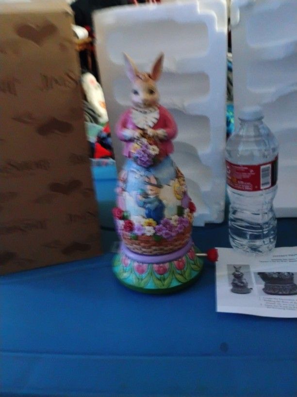 Easters On Its Way Bunny With Rotating Musical Easter Scene Figurine