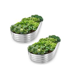 2-Pack Galvanized Metal Raised Garden Beds 8x4x1ft