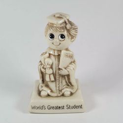 Vintage W&R Berries Co. 1976 Figurine World's Greatest Student Made in USA Gift