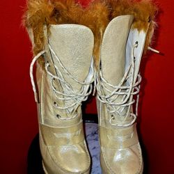 LEATHER LOAFER HEELS WITH FUR