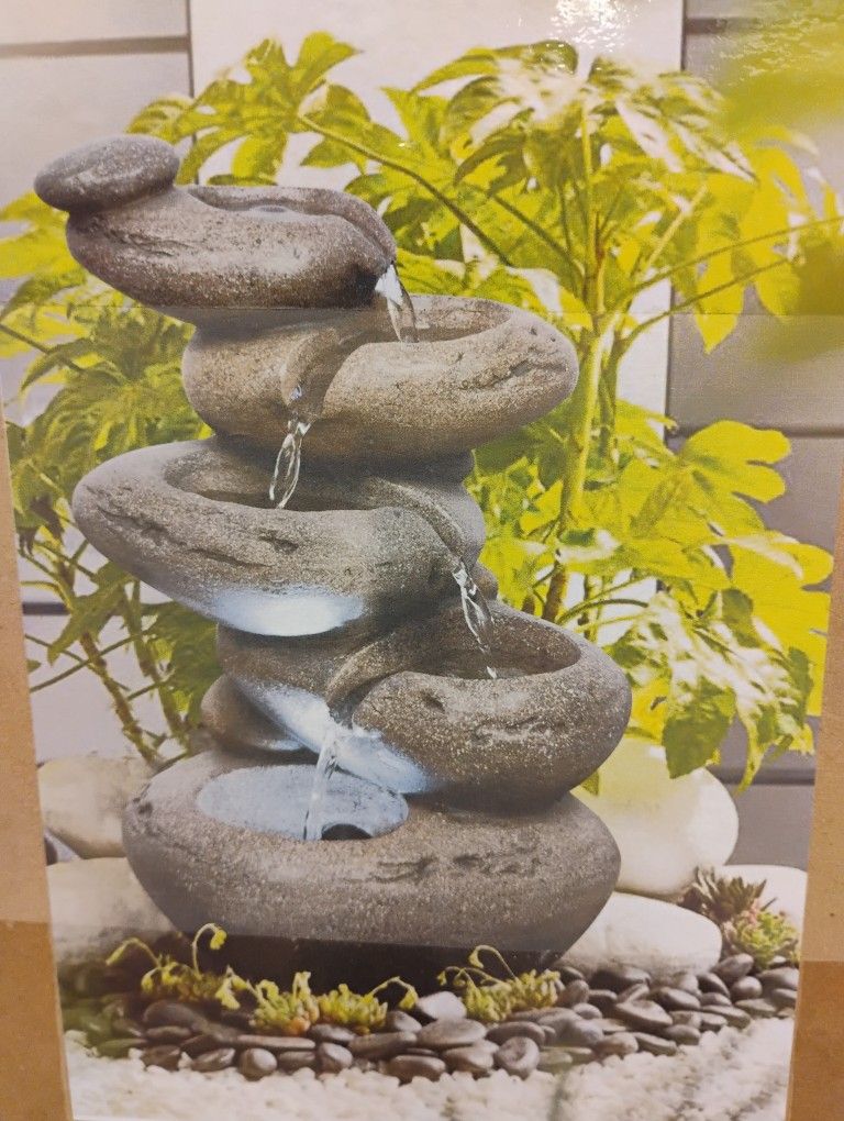 Indoor outdoor waterfall fountain, new in box . Stone