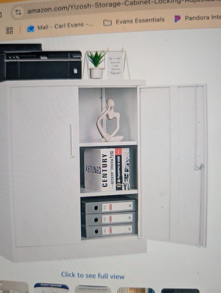 2-Yizosh Metal Garage Storage Cabinet with 2 Doors and 2 Adjustable Shelves - 35.5" Steel Lockable File Cabinet