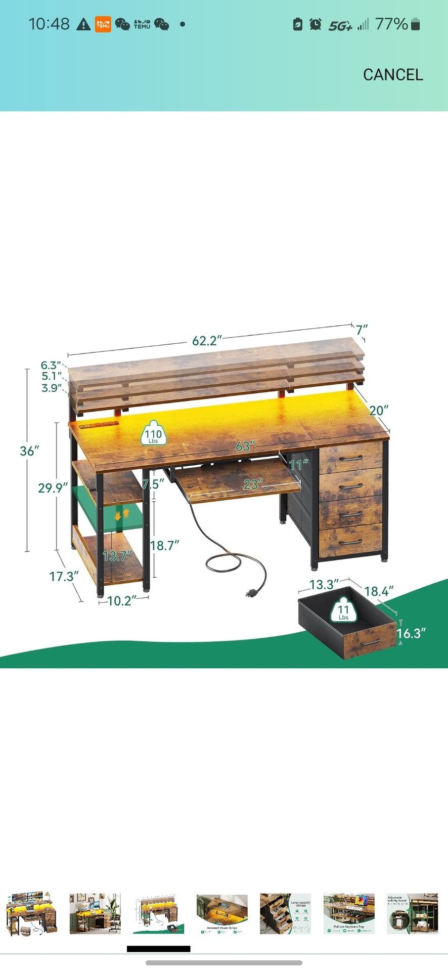 F486 $130 AODK 63 Inch Computer Desk