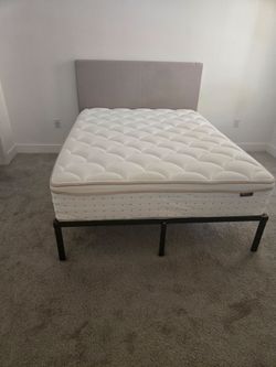 Queen Mattress, Bed Frame & Headboard – $250