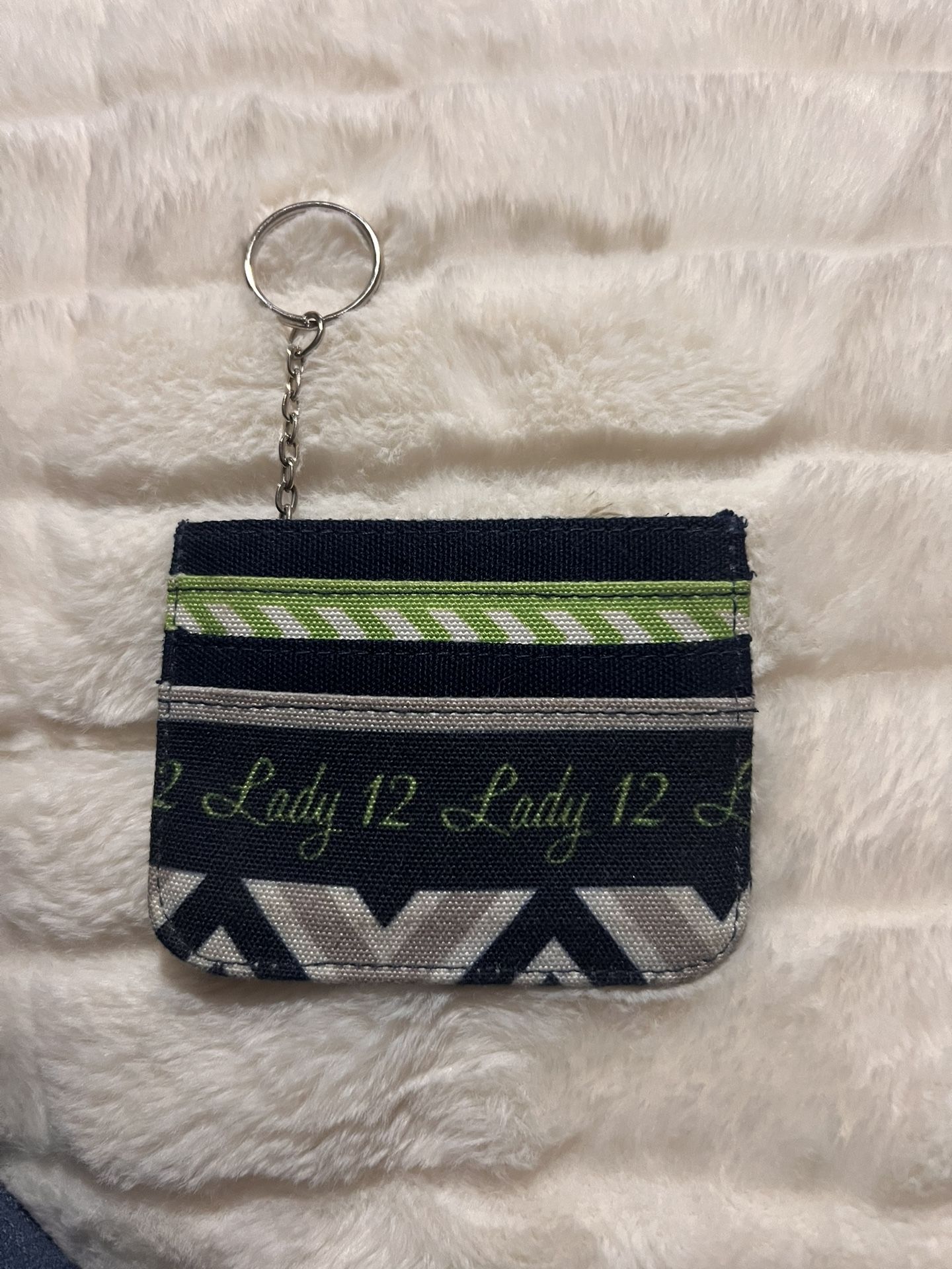 Ladys 12 Womens Keychain Credit Card Wallet Purse Lined Denim Seahawks Football