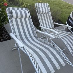 Zero Gravity Lounge Chairs With Pillow Set Of 2 