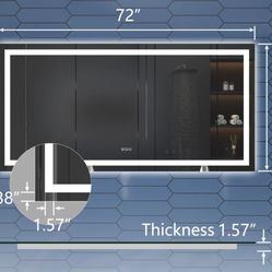 ExBrite LED Light Mirror - 5 available, each sold separately. 72" W x 36" H, Anti Fog, Tri-Color.