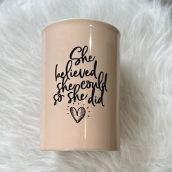 She Believed She Could So She Did Black Pink Ceramic Make-Up Brush Holder