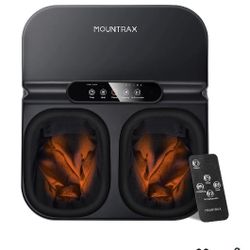 MOUNTRAX Foot Massager Machine with Heat, Deep Kneading Foot Massager for Plantar Fasciitis, Shiatsu Foot Massager with Remote, Fits Feet Up to Men Si