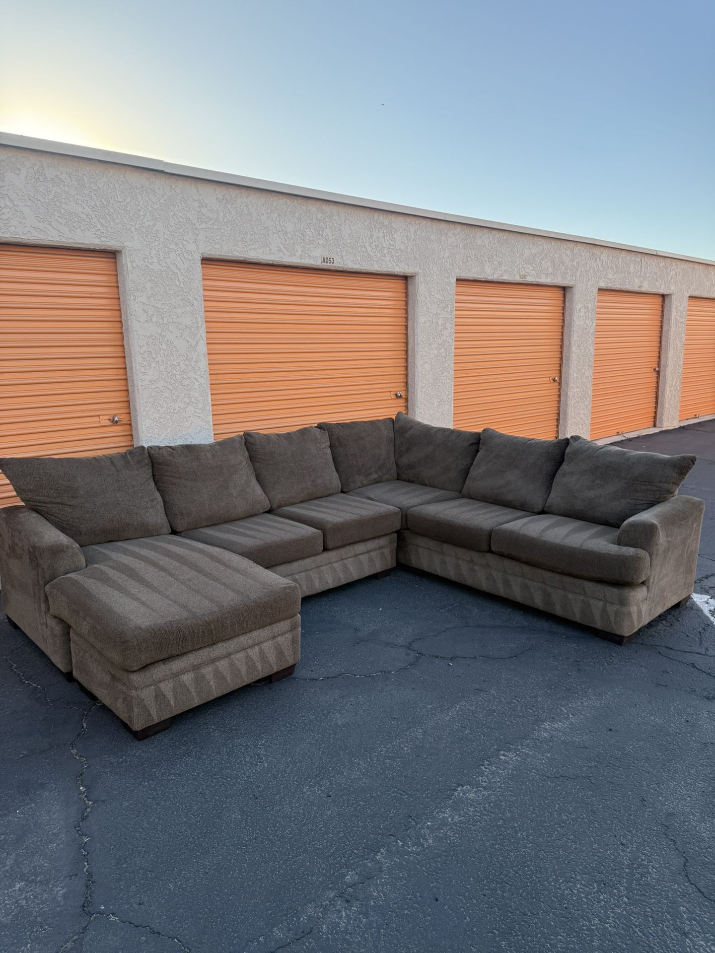 FREE DELIVERY - Ashley Furniture Large Brown Sectional Couch W/ Chaise