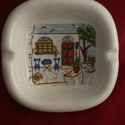 6 Inch Handmade In Greece Ceramic Greek White Pottery Ashtray Imported From Greece