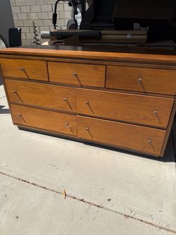 Mid-Century Modern Wood Dresser 7 Drawers