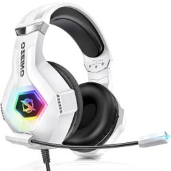 Gaming Headset for PC, Ps4, Ps5, Xbox Headset with 7.1 Surround Sound Gaming Headphones with Noise Canceling Mic, LED Light Over Ear