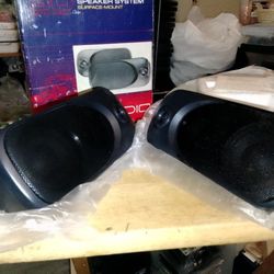 Brand New Optimus 3-Ways Bass Reflex Speaker System Surface - Mount 15 Watts RMS Power 30 Watts Max Power Each Speaker 