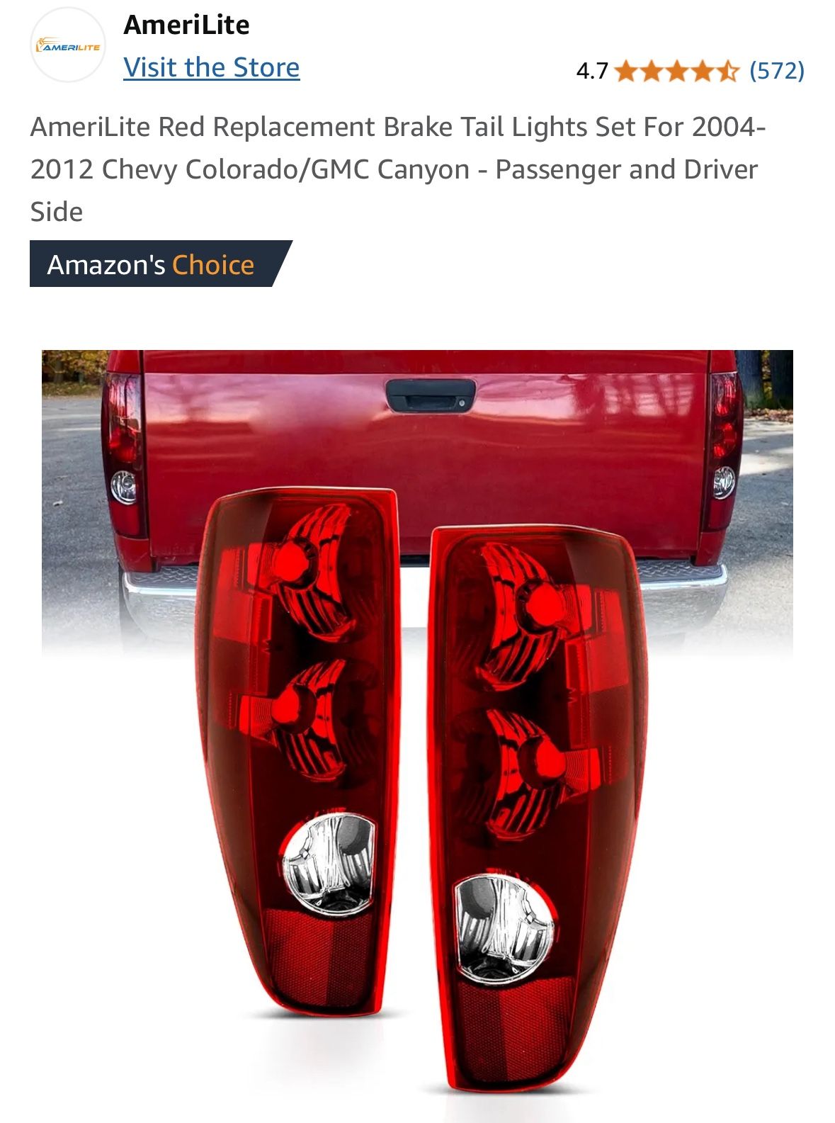 Amerilite Red Brake Tail Light Set