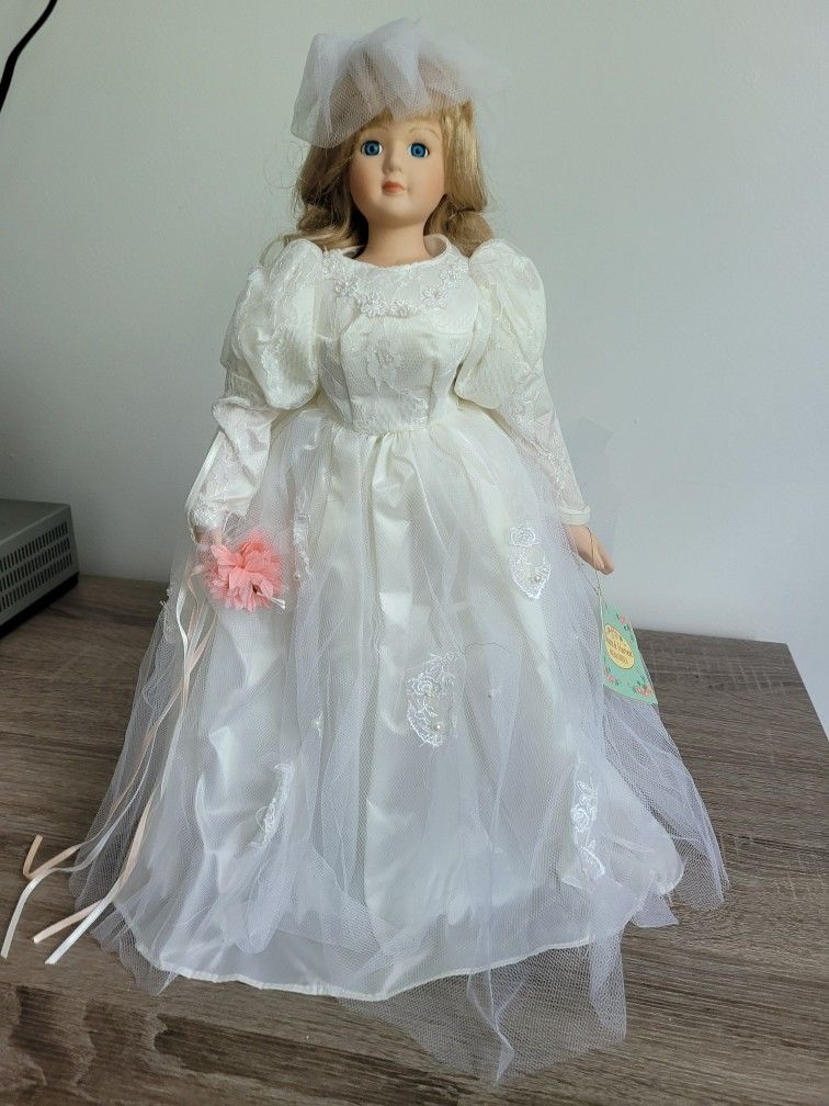 Vintage Porcelain Hearts And Harvest Memories Wedding Doll