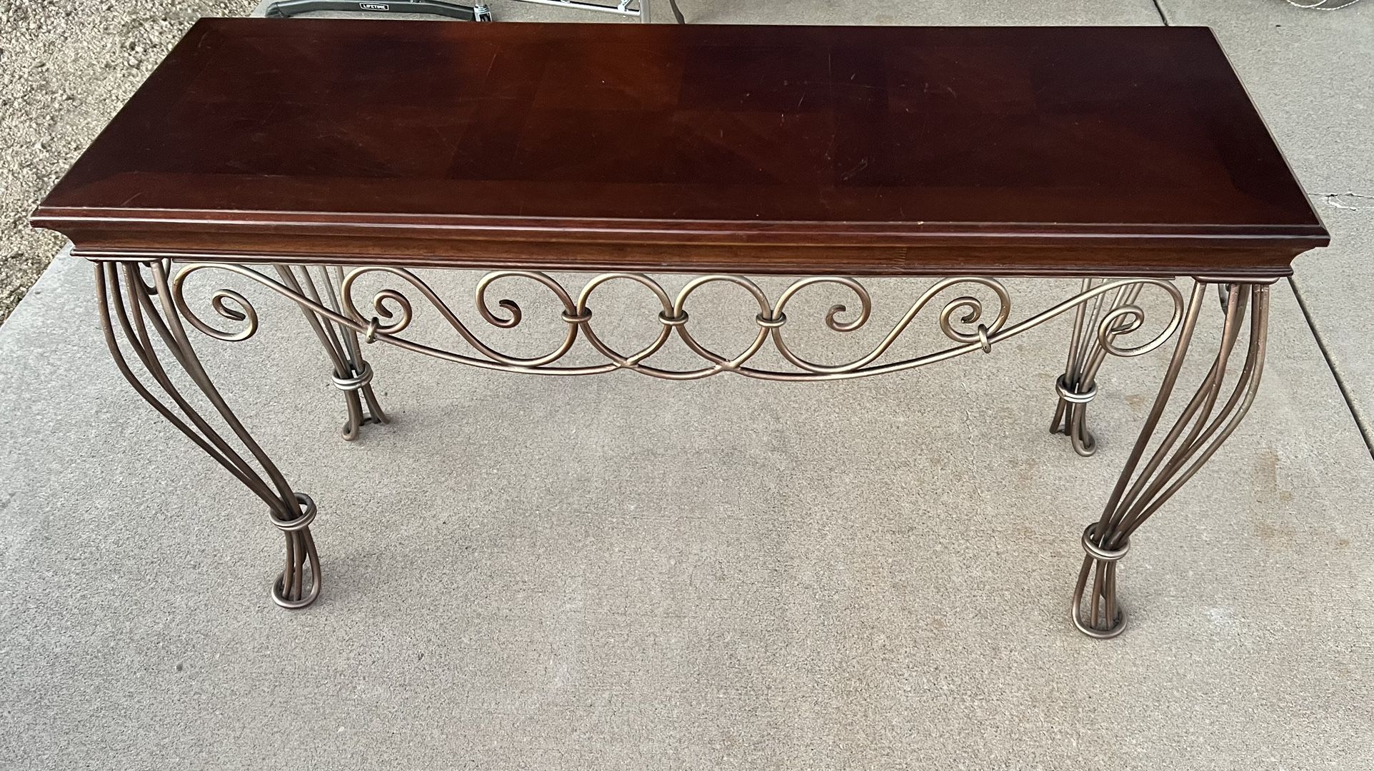Wrought Iron & Wood Console Table – Spanish Revival Style – 50”x18”x26”