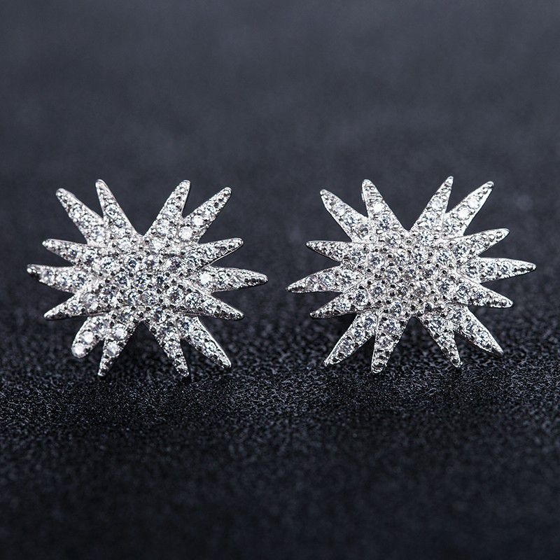 "Glitter Irregular Star Full Diamonds Zircon Stud Earrings for Women, L600
