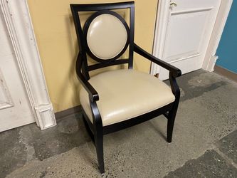 KELLEX Cream Upholstered Arm Chair w/ Mocha Finish Frame