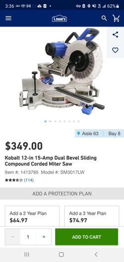 Kobalt 12" Inch 15-Amp Dual Bevel Sliding Compound Corded Miter Saw