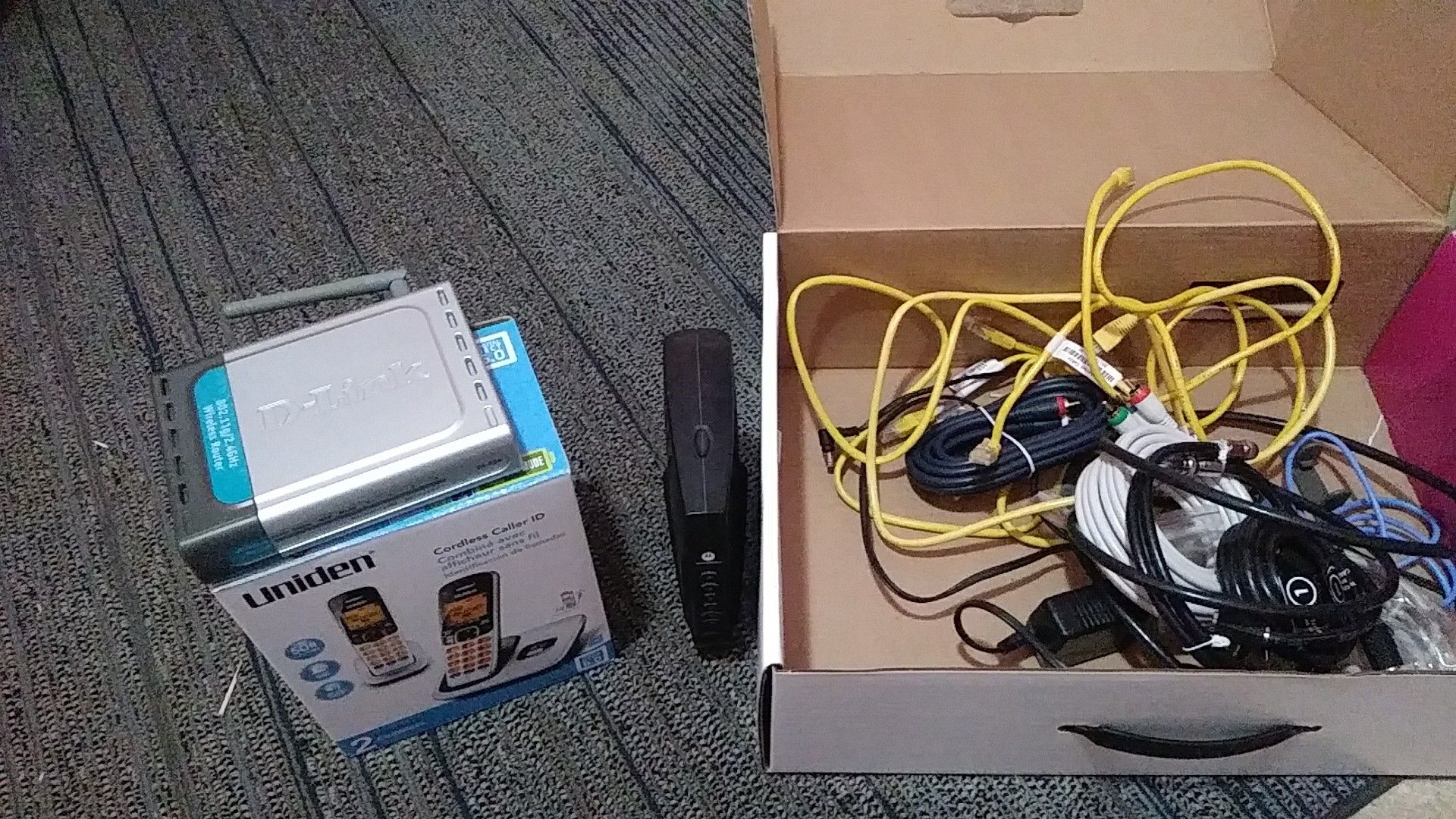 Modem/router/house or business phones.