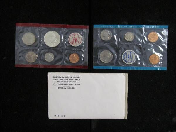 1969 U.S. Mint Set in OGP -- 10 TOTAL COINS WITH SILVER!