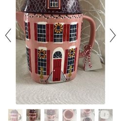 Anthropologie Chalet Ceramic Teapot Christmas