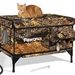 PawCrux Indoor/Outdoor Cat House Camo 25.6x16.5x19 in.