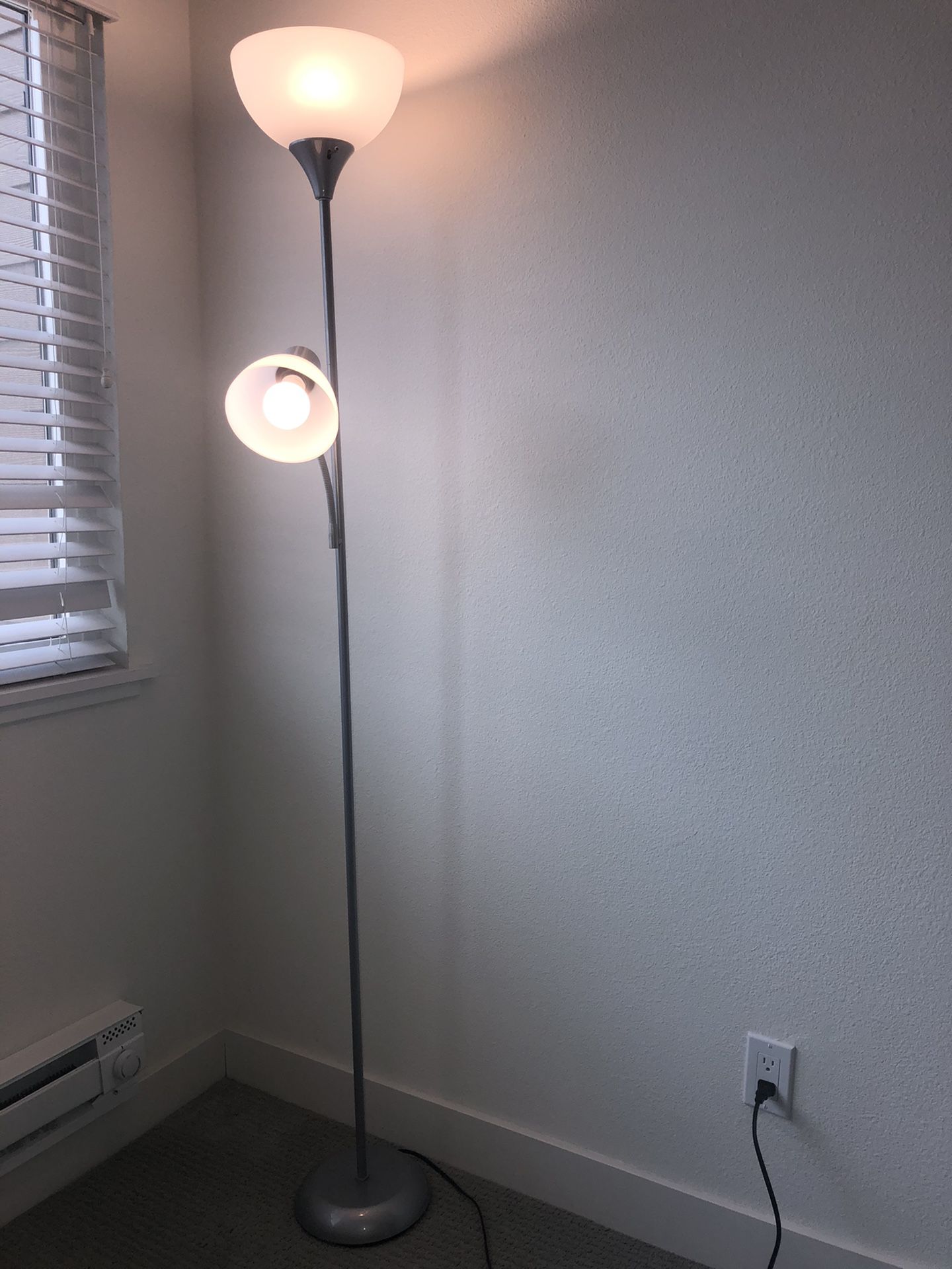 Mainstays Floor Lamp and Reading Light, Silver (2 pcs)
