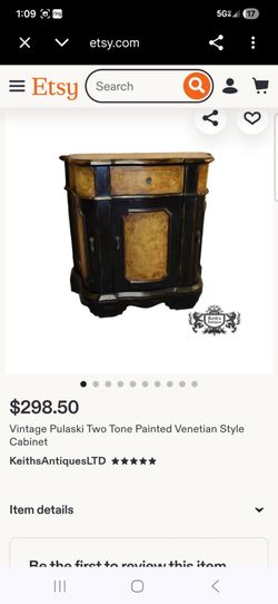 Vintage Pulaski Two Tone Painted Venetian Style Cabinet