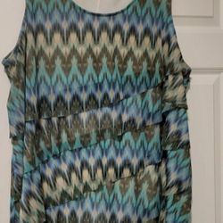 Catherine's multicolored sleeveless blouse with layered look 2X