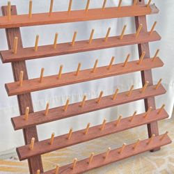 Antique  Wooden Sewing Thread Holder Storage Wall Mount
