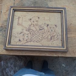 Framed  3 Bears On Wood