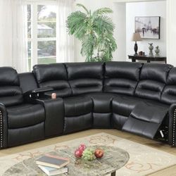 New Black Recliner Sectional Couch! Includes Free Delivery 