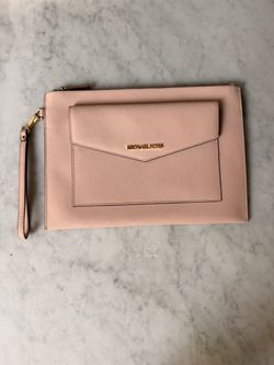 Michael Kors Blush Pink Saffiano Leather Wristlet Clutch