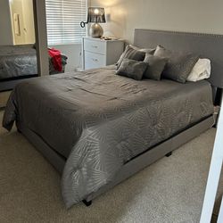 Queen Mattress with Grey Bed Frame 