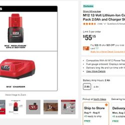 M12 12-Volt Lithium-Ion Compact Battery Pack 2.0Ah and Charger Starter Kit