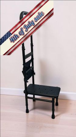🏆 Black Steel Step Stool with Handrail