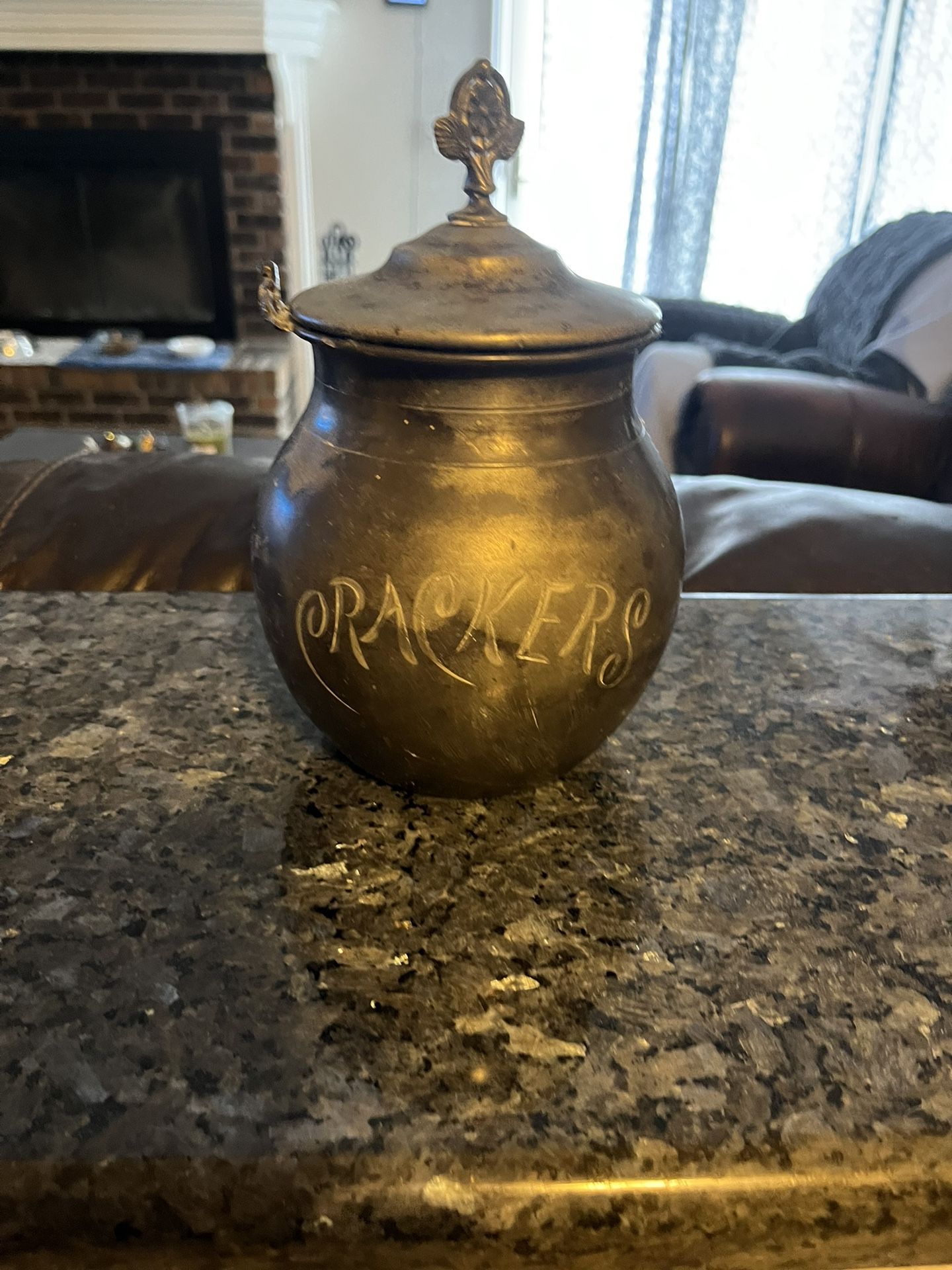 Victorian Antique Pewter Cracker Jar Container 