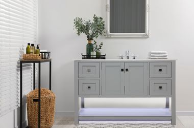 48" Grey Vanity with Quartz Top & Sink - New