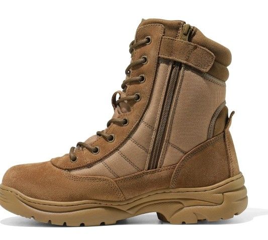 NORTIV 8 Men's Military Tactical Work Boots Side Zipper Leather Motorcycle Combat Boots Trooper