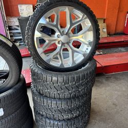 24s Brushed New Wheels 33x12.50x24 Tires 6lug 