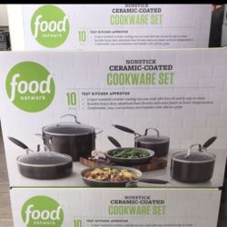 New Sealed FoodNetwork  10pc  Nonstick Ceramic Cookware Set 