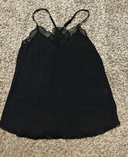 Lingerie Lace Tank Top Sleepwear Silk Cami Size Large Black