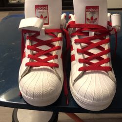 Adidas Shell Toe Mid White And Red Size 7