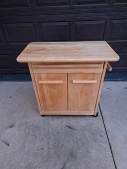Butcher Block Kitchen Cart on Wheels