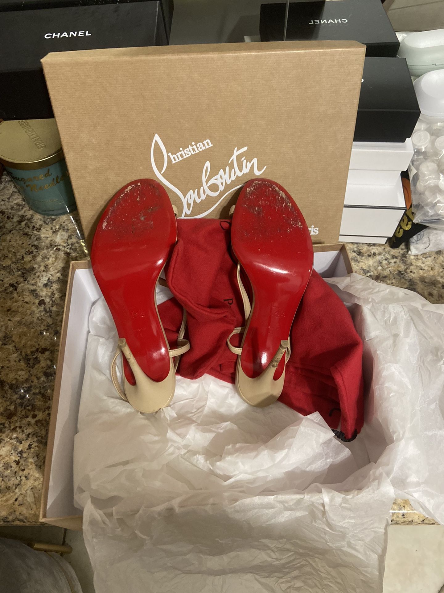Christian Louboutin Spike Heels Size 35 Beige for Sale in Cty Of Cmmrce, CA  - OfferUp
