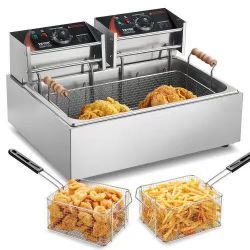 631#Commercial Deep Fryer, 3000W Electric Turkey Fryer with 3 Removable Baskets, Large Capacity 18Qt / 17L Stainless Steel Countertop Single Oil Fryer