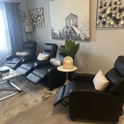4 Leather Recliner Chairs  Brand New 