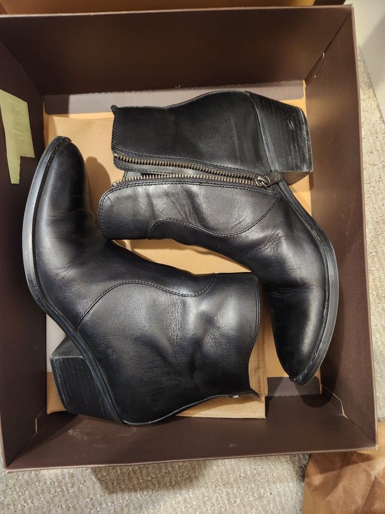 Patricia Nosh Black LEATHER booties 8.5 Women's